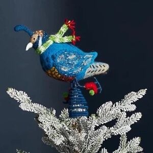 NWT Anthropologie Beaded Skating Partridge Tree Topper